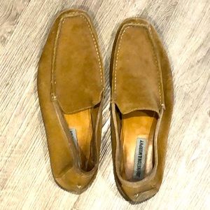 Johnston and Murphy men size 12 tan suede slip ons